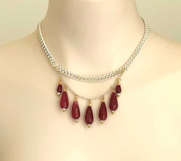 RED JADE SILVER NECKLACE