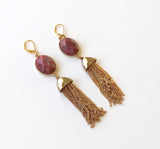 RED JADE TASSEL EARRINGS