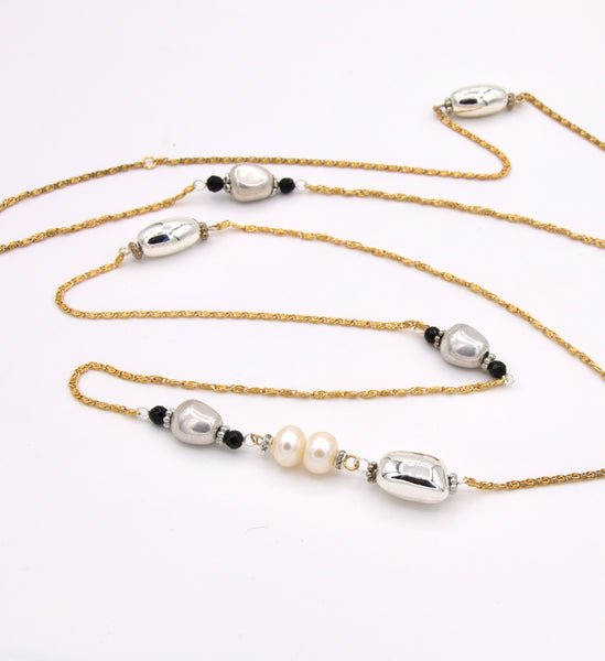 LONG GOLD AND SILVER NECKLACE