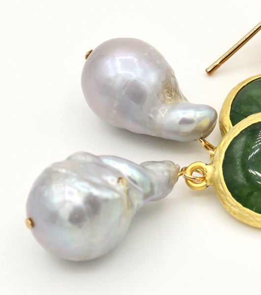 Large Baroque Pearl Gold Earrings