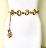 Gold Chain Ladies Belt with Enameled Beads