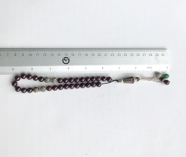 Silver Garnet Stone Islamic Prayer Beads