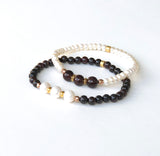 GARNET AND PEARL BRACELET SET