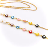 PEARL AND EVIL EYE GOLD EYEGLASS CHAIN