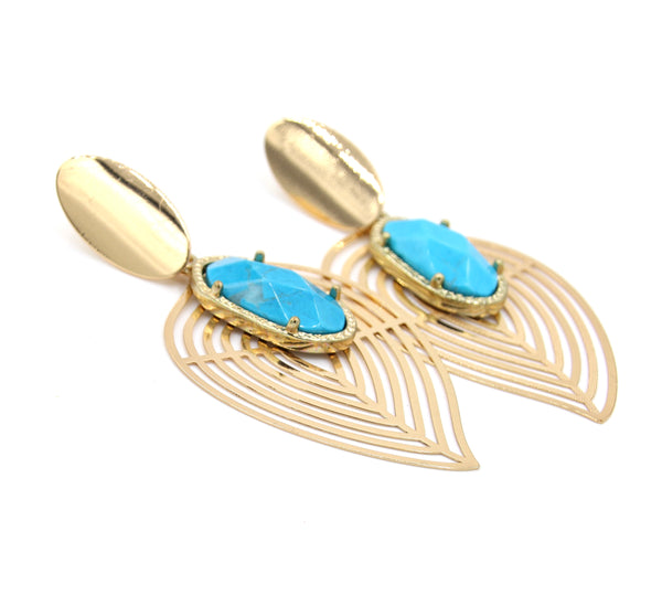 STATEMENT TURQUOISE GOLD EARRINGS