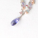 Pearl And Swarovski Crystals Silver Necklace