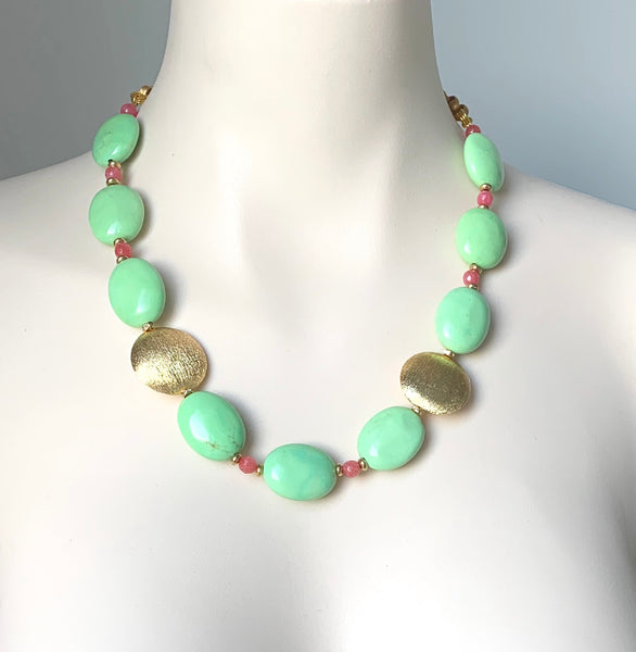 GREEN TURQUOISE STATEMENT HANDMADE GOLD NECKLACE