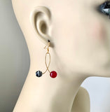 Red Agate And Jasper Gold Earrings