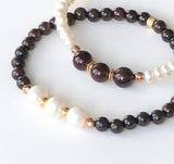 GARNET AND PEARL BRACELET SET