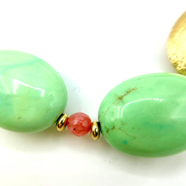 GREEN TURQUOISE STATEMENT HANDMADE GOLD NECKLACE
