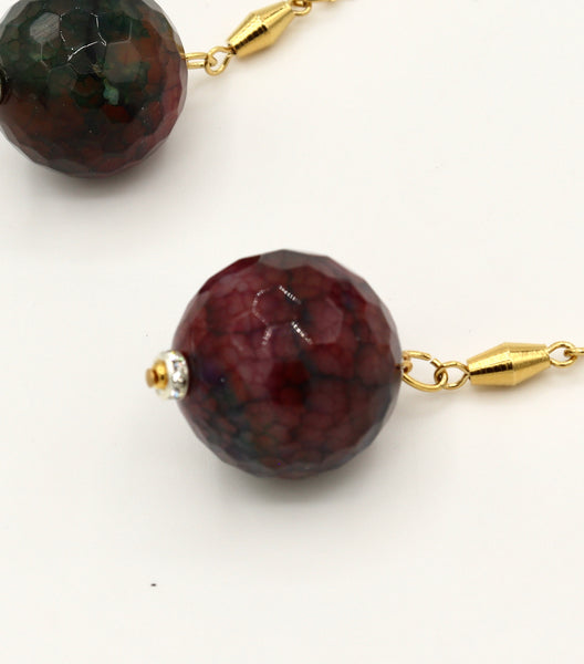 Large Agate Stone Gold Earrings