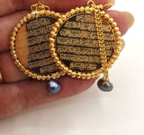 Round Ayatul Kursi Islamic Gold Earrings
