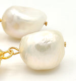 Pearl and Red Jade Gold Earrings