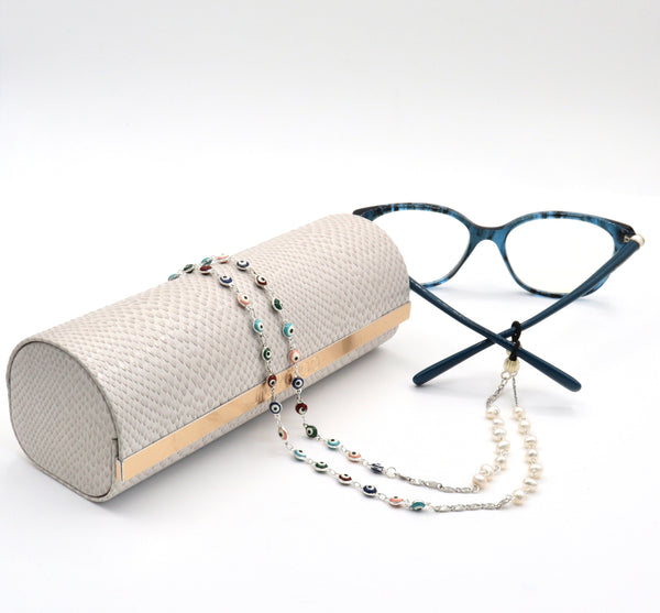 EVIL EYE AND PEARL SUNGLASSES SILVER CHAIN