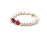 RED HOWLITE AND PEARL BRACELET