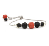 LAVA STONE AND CORAL SILVER BRACELET