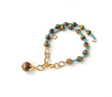 TIGER EYE AND TURQUOISE HANDMADE GOLD NECKLACE