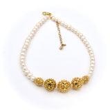 PEARL AND GOLD FILIGREE BEAD NECKLACE