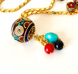 CLAY GEMSTONE BEAD GOLD CHAIN NECKLACE