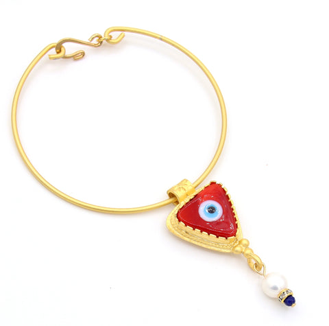 Large Red Evil Eye Gold Bracelet