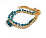 Two raw apatite gold necklace
