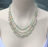 Aventurine and Pearl Silver Necklace