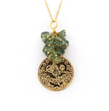 PERIDOT GEMSTONE AND GOLD COIN HANDMADE NECKLACE
