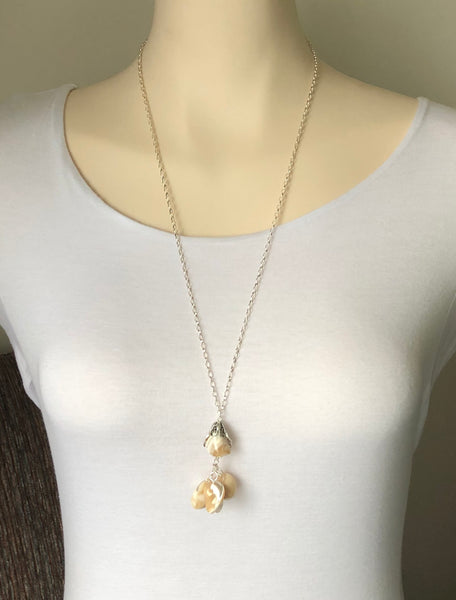 SHELL BEADS HANDMADE STERLING SILVER NECKLACE