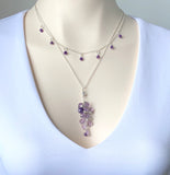 Sterling Silver Double Chain Amethyst Necklace