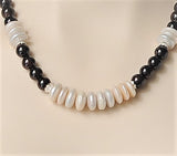 Statement Garnet and Pearl Silver Necklace