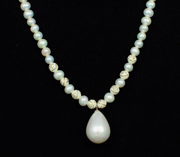 PEARL IN STERLING SILVER HANDMADE NECKLACE