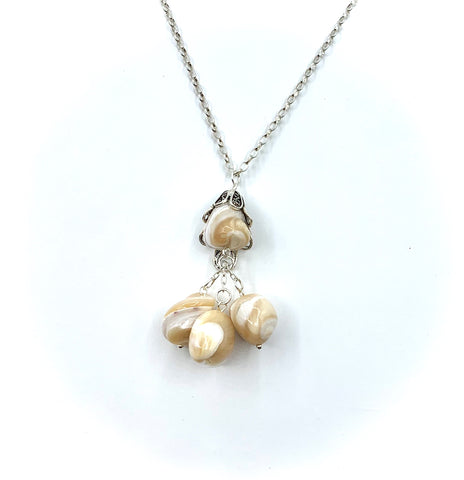 SHELL BEADS HANDMADE STERLING SILVER NECKLACE