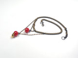 RED JADE IN BLACK CHAIN NECKLACE