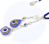 Silver Evil Eye and Lapis Lazuli Necklace