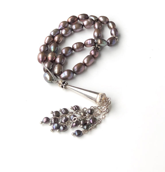 925 Silver Natural Pearl Islamic Prayer Beads