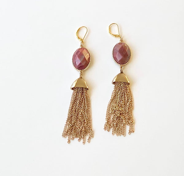 RED JADE TASSEL EARRINGS