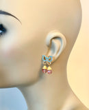 Jade and Quartz Gold Butterfly Asymmetrical Earrings