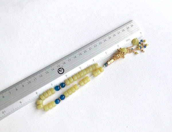 Lime Gold Jade Stone Islamic Prayer Beads