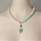 Pearl and Amazonite Tassel Silver Necklace