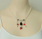 ONYX PEARL CORAL STERLING SILVER HANDMADE NECKLACE
