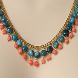 Apatite and Coral Gold Necklace